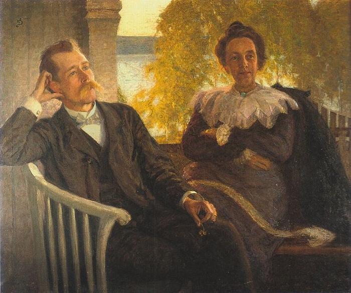 Richard Bergh Author Per Hallstrom and his wife Helga oil painting picture